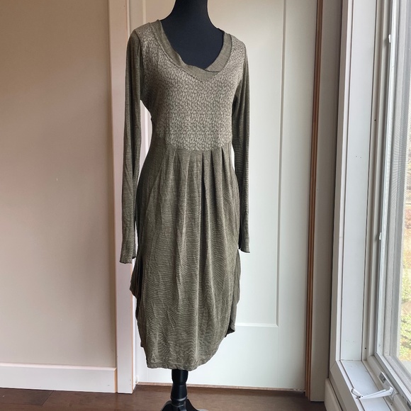 Baby Doll Army Green Light Weight Woll Swing Dress - Picture 1 of 11